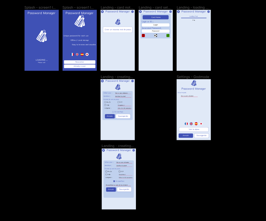 Password manager high fidelity wireframes